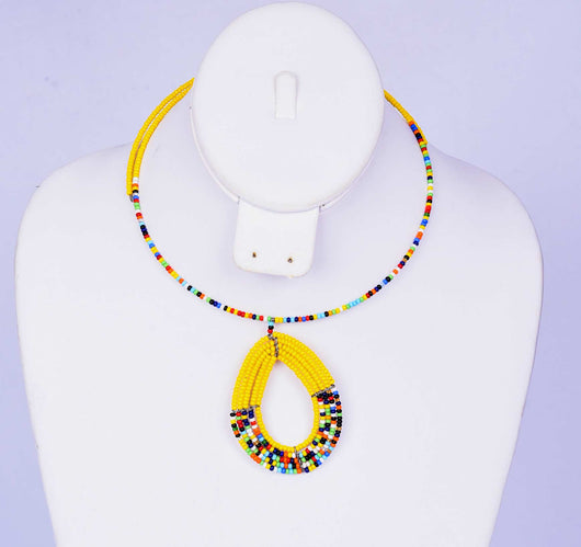 Yellow Multicolor Beaded Necklace