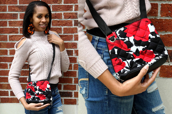 Floral Bucket Ankara Crossbody Purse