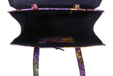 Purple Wave Ankara Leather Flap Bag