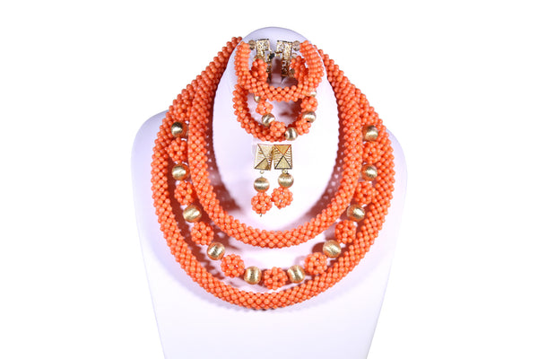 Gold Ball Coral Necklace
