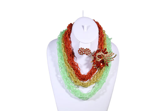 Multi-Colored Rose Net Necklace