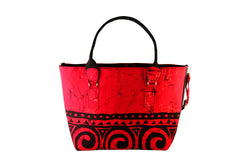 Red Swirl Wax Dye Tote Bag