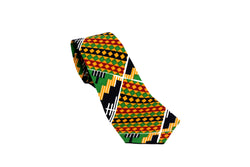 Black Stamp Kente Neck Tie Pocket Square Set