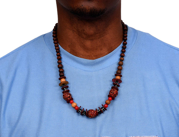 African Wood Necklace Flame