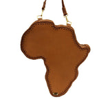 Jide Gear African Map Leather Shoulder Backpack Crochet Bag Front