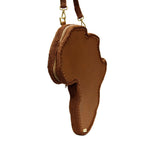 Jide Gear African Map Leather Shoulder Backpack Crochet Bag Side