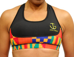 Jide-Gear-Black-Kente-Stripe-Sports-Bra-Front