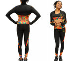 Jide-Gear-Black-Kente-Stripe-Workout-Yoga-Set-Back-Front