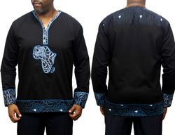 Bluegroove African Map Native Shirt Long Sleeve Black