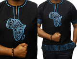 Bluegroove African Map Native Shirt Short Sleeve Black