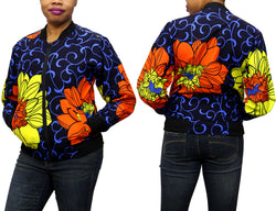 Blue Wave Ankara Women's Bomber Jacket