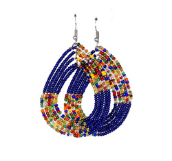 Jide Gear Dark Blue Multicolor Beaded Earrings