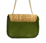 Jide Gear Green Leather Cork Crochet Bag Back
