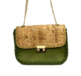 Jide Gear Green Leather Cork Crochet Bag Front