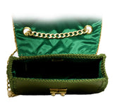 Jide Gear Green Leather Cork Crochet Bag Inside