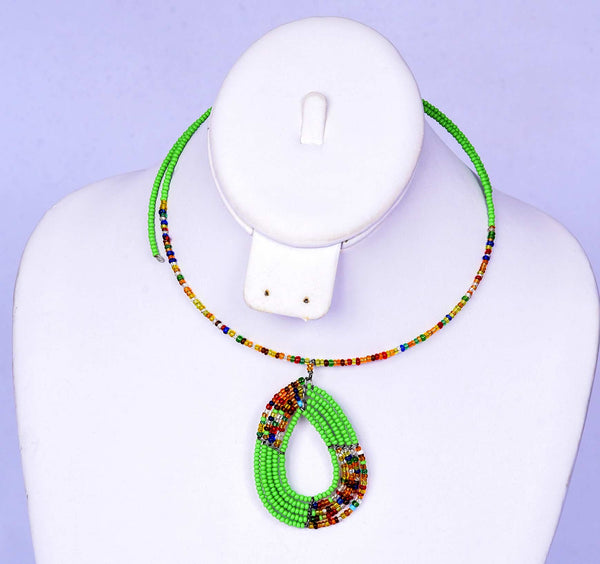 Jide Gear Green Multicolor Beaded Necklace