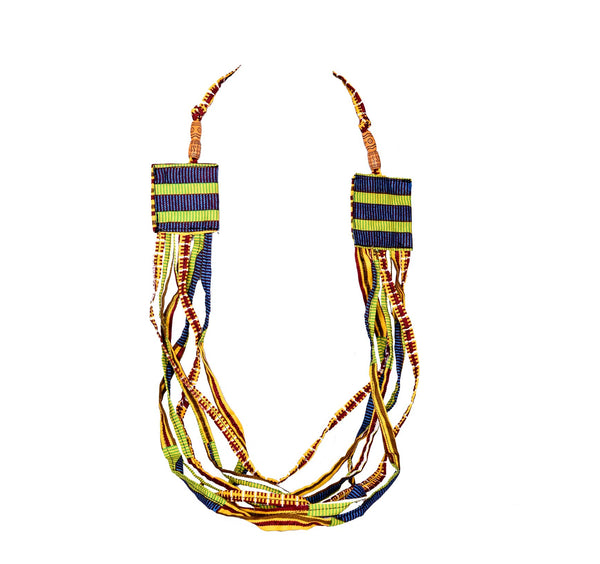 Jide Gear Green Strings Ankara Necklace