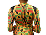 High Neck Kente Zip Up Crop Top