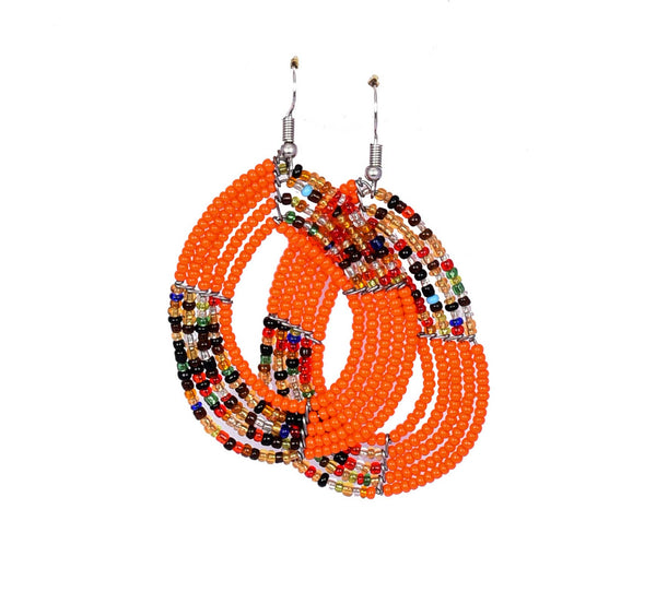 Jide Gear Orange Multicolor Beaded Earrings