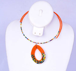Jide Gear Orange Multicolor Beaded Necklace