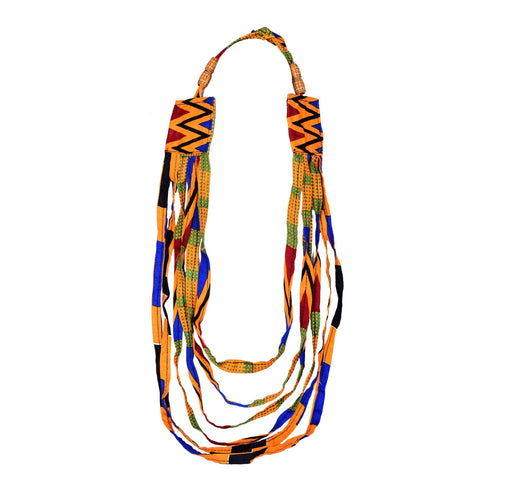 Jide Gear Orange Strings Ankara Necklace