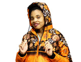 Jide Gear Orangefloral Batik Women's Winter Jacket Bust