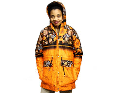 Jide Gear Orangefloral Batik Women's Winter Jacket Front