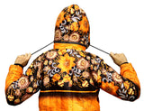 Jide Gear Orangefloral Batik Women's Winter Jacket Hood Pull
