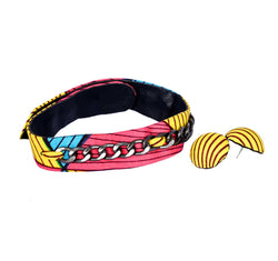 Jide Gear Pinkstroke Ankara Choker Yellow Button Earring