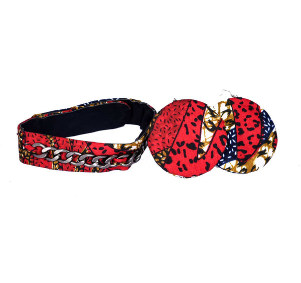 Jide Gear Redsplash Ankara Choker Moon Earring