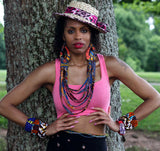 Jide Gear Strings Ankara Necklace Model