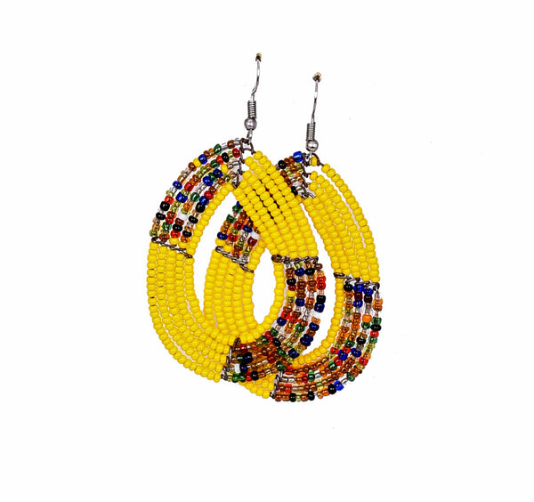 Jide Gear Yellow Multicolor Beaded Earrings