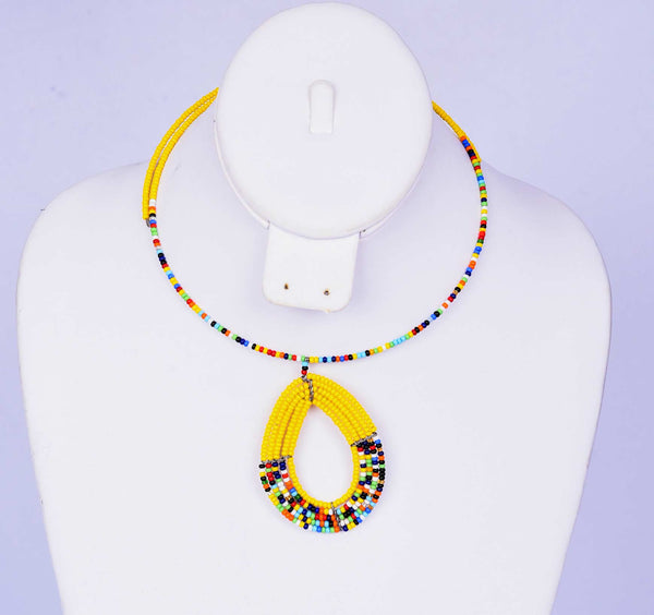 Yellow Multicolor Beaded Necklace